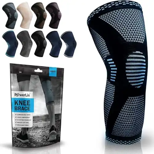 POWERLIX Knee Compression Sleeve - Best Knee Brace for Knee Pain for Men & Women Knee Support for Running, Basketball, Volleyball, Weightlifting