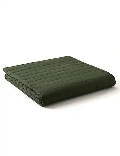 YnM Exclusive Weighted Blanket, Soothing Cotton, Smallest Compartments with Glass Beads, Bed Blanket for Two Persons Army Green)