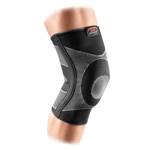 McDavid Elastic Compression Knee Sleeve with Gel Pad. 4-Way Elastic Brace with Strays. For Stability, Recovery, Injury, Walking, Running Pain.